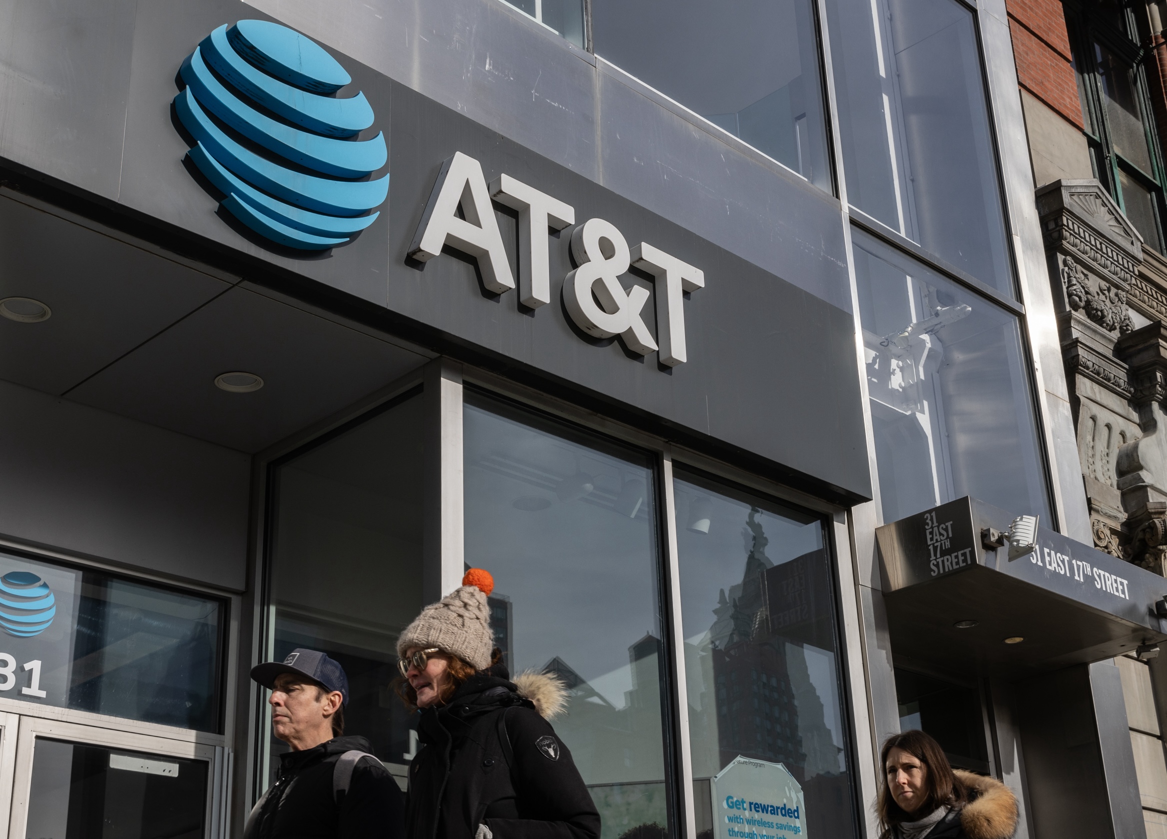 An AT&T store in New York, US, on Monday, Jan. 22, 2024.