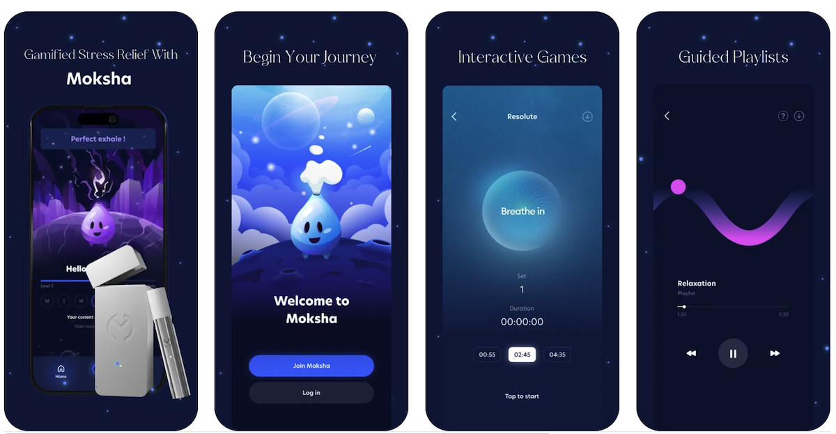 Moksha iOS app screenshots from App Store