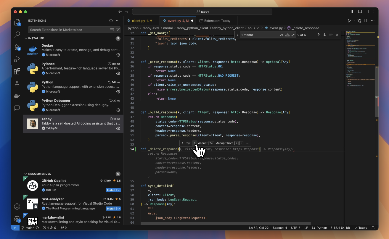TabbyML: AI coding assistant