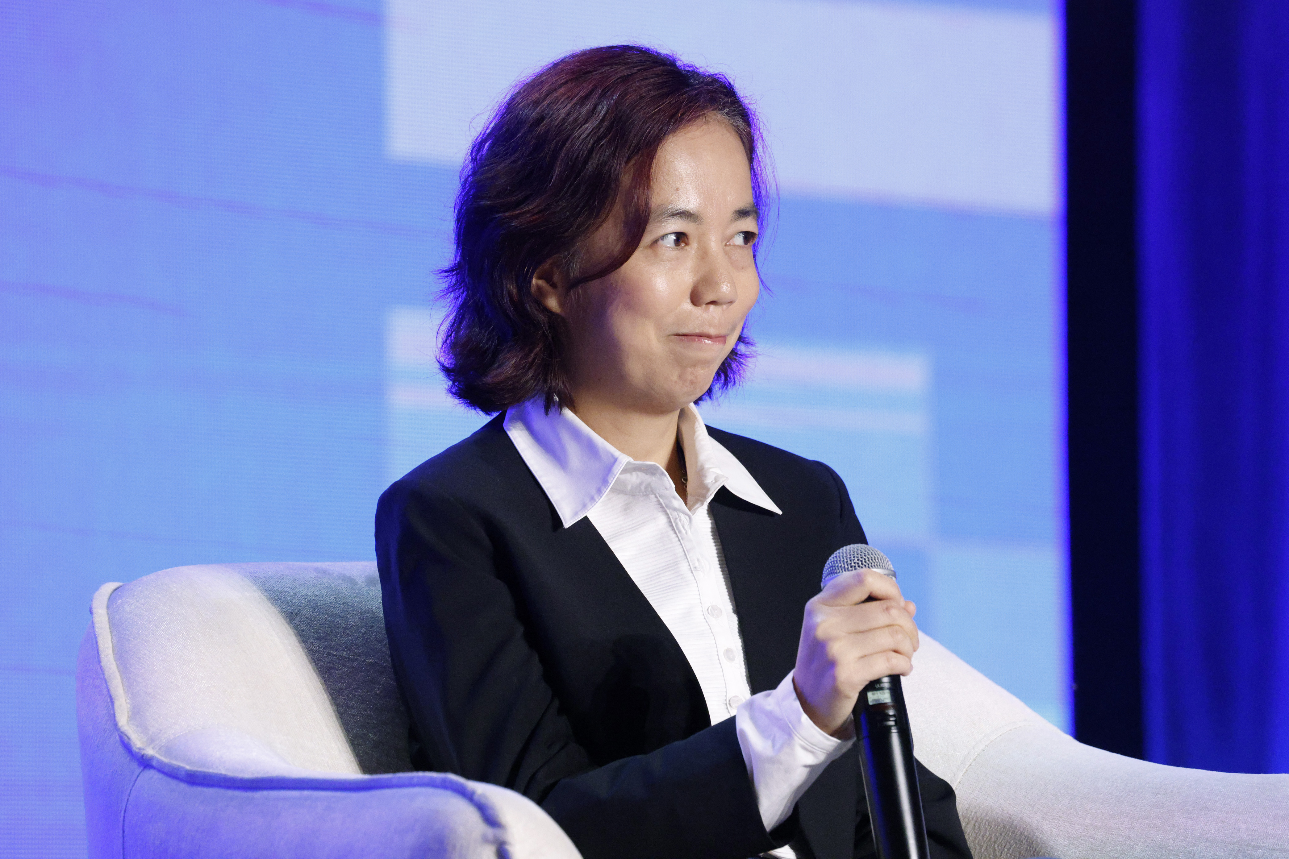 Fei-Fei Li speaks onstage during The AI Optimist Club at WIRED Celebrates 30th Anniversary With LiveWIRED at The Midway SF on December 05, 2023