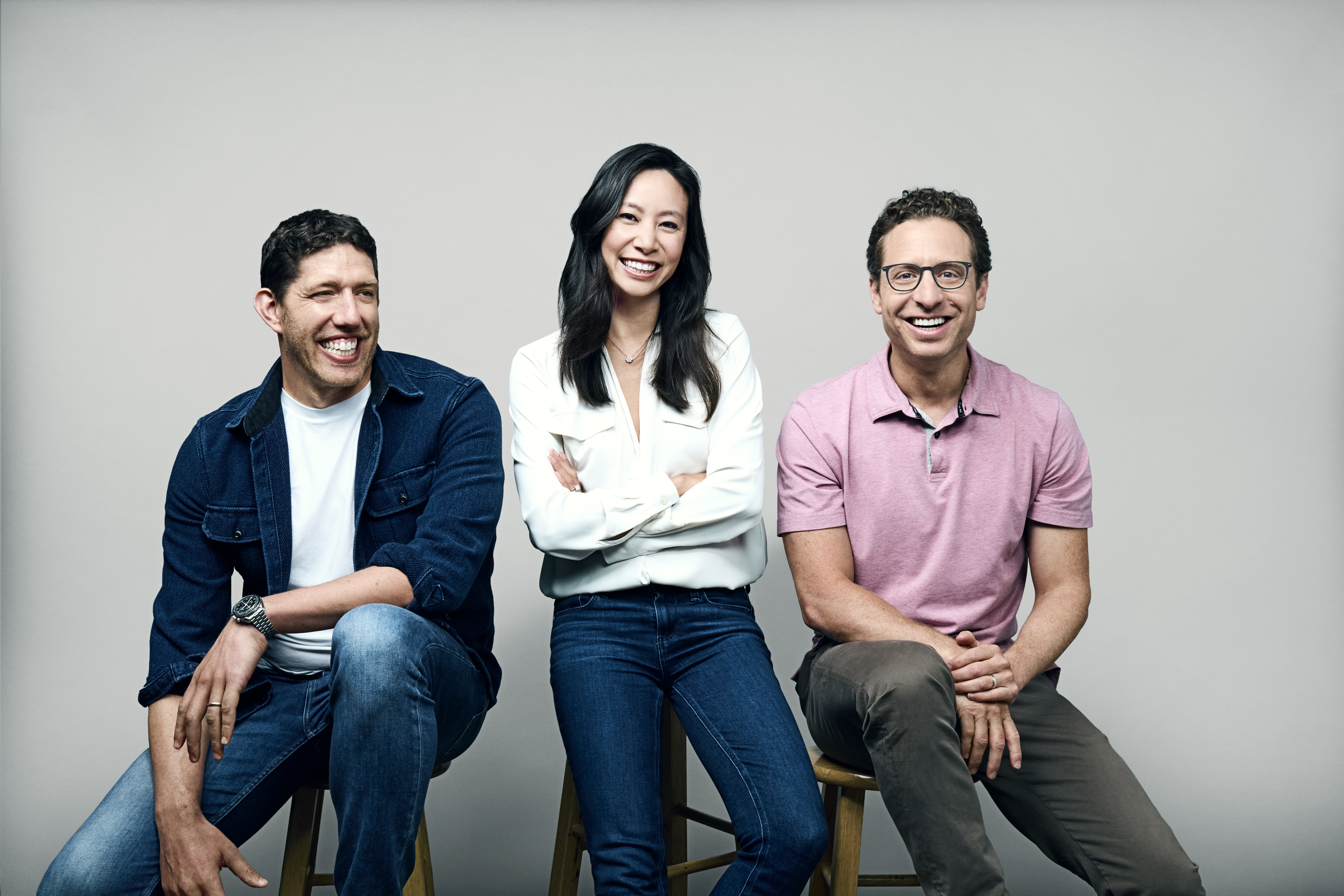 Image of Mark Goldberg (left), Kristina Shen (middle) and Ethan Kurzweil (right), the founders of Chemistry.