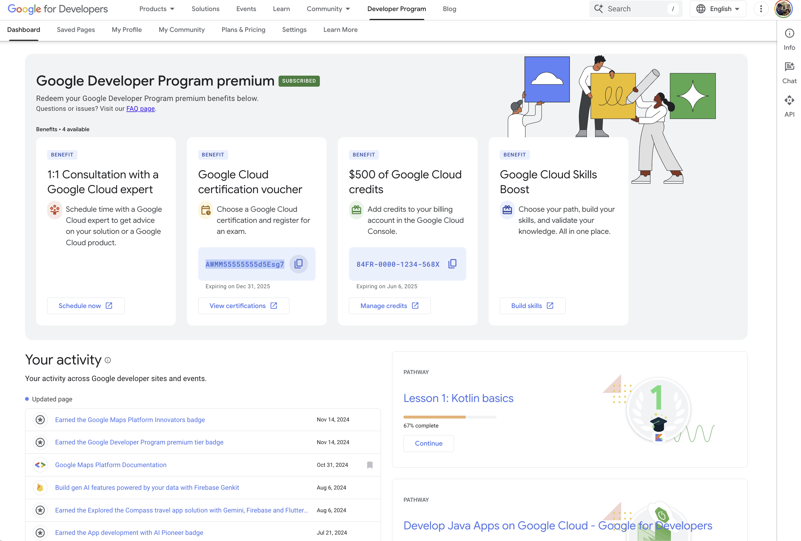 Google Developer Program premium membership