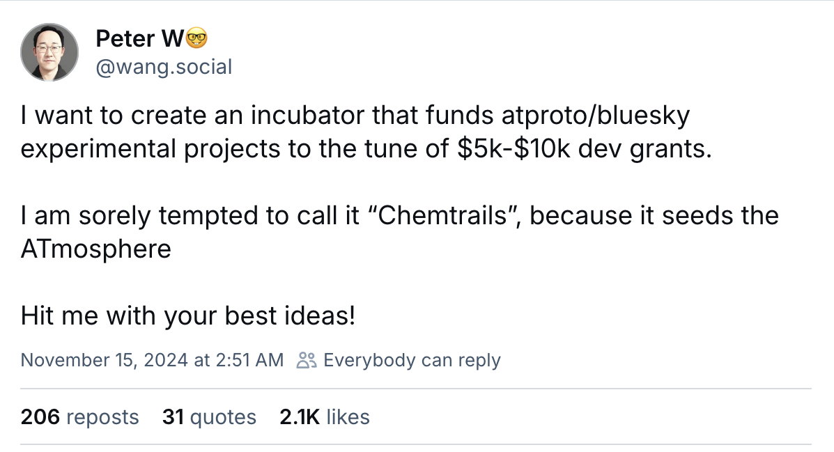 Peter Wang's Bluesky post