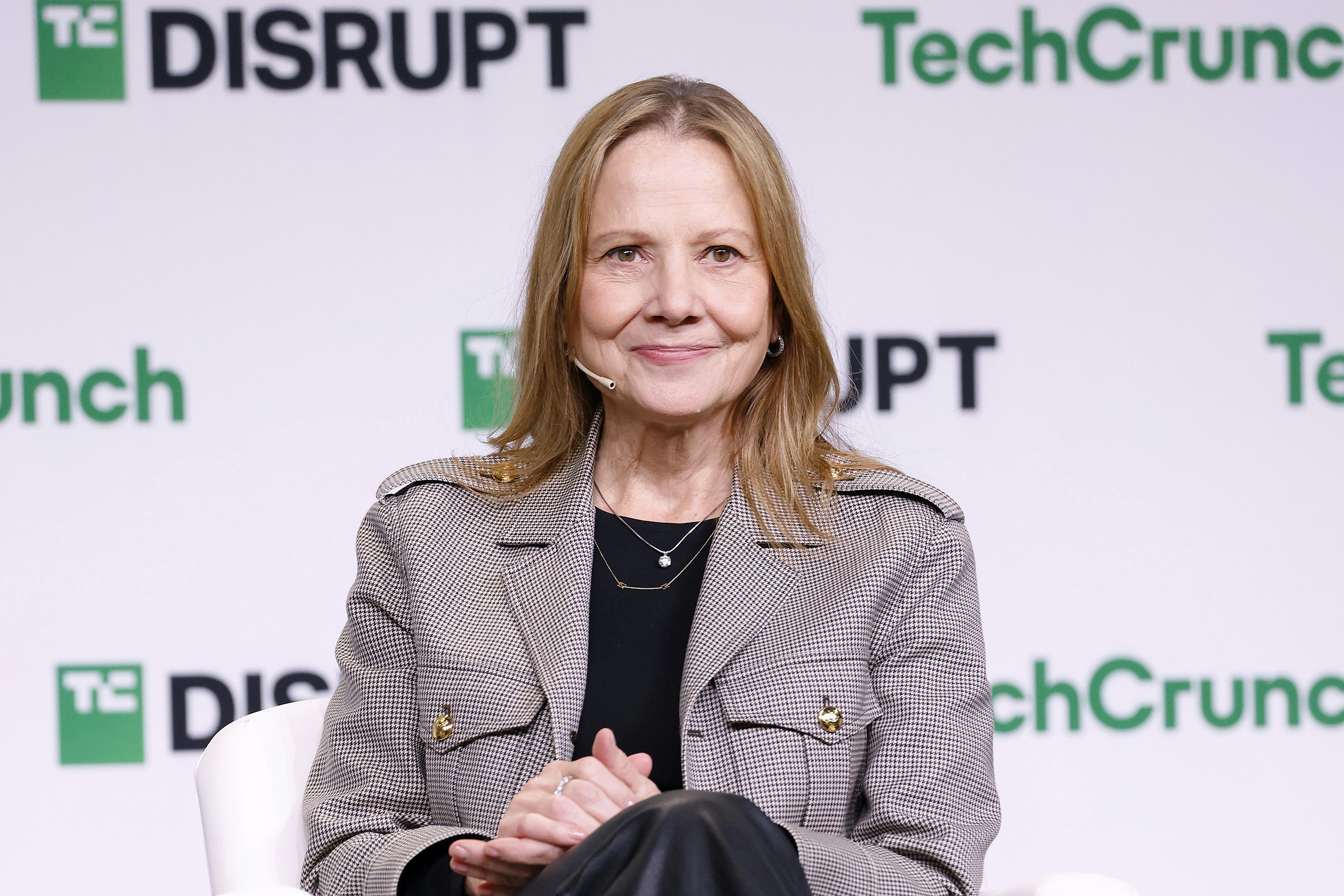 Mary Barra, Chair & CEO of General Motors, speaks onstage during TechCrunch Disrupt 2024