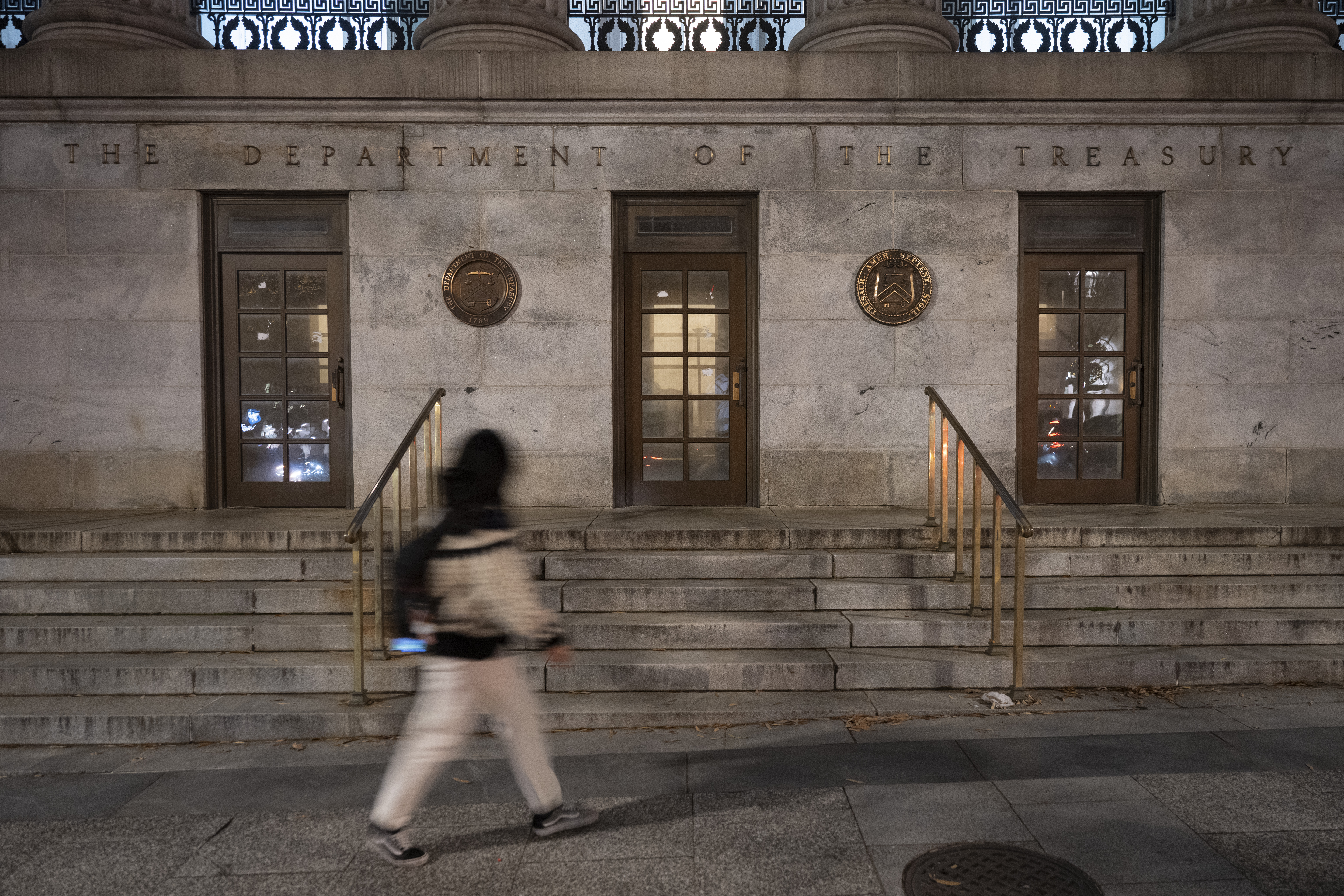 A view from the United States Department of the Treasury building in Washington DC