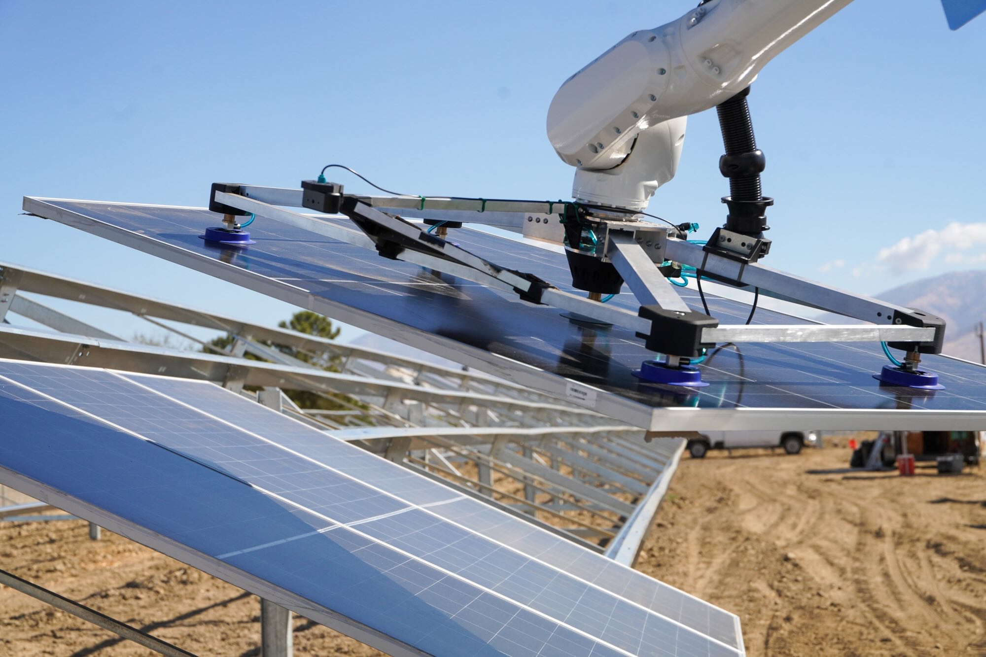 Cosmic Robotics Cosmic-1A installs a solar panel.