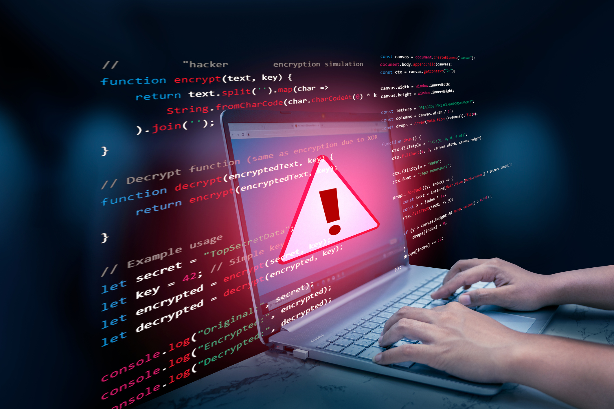 render of warning sign on laptop screen