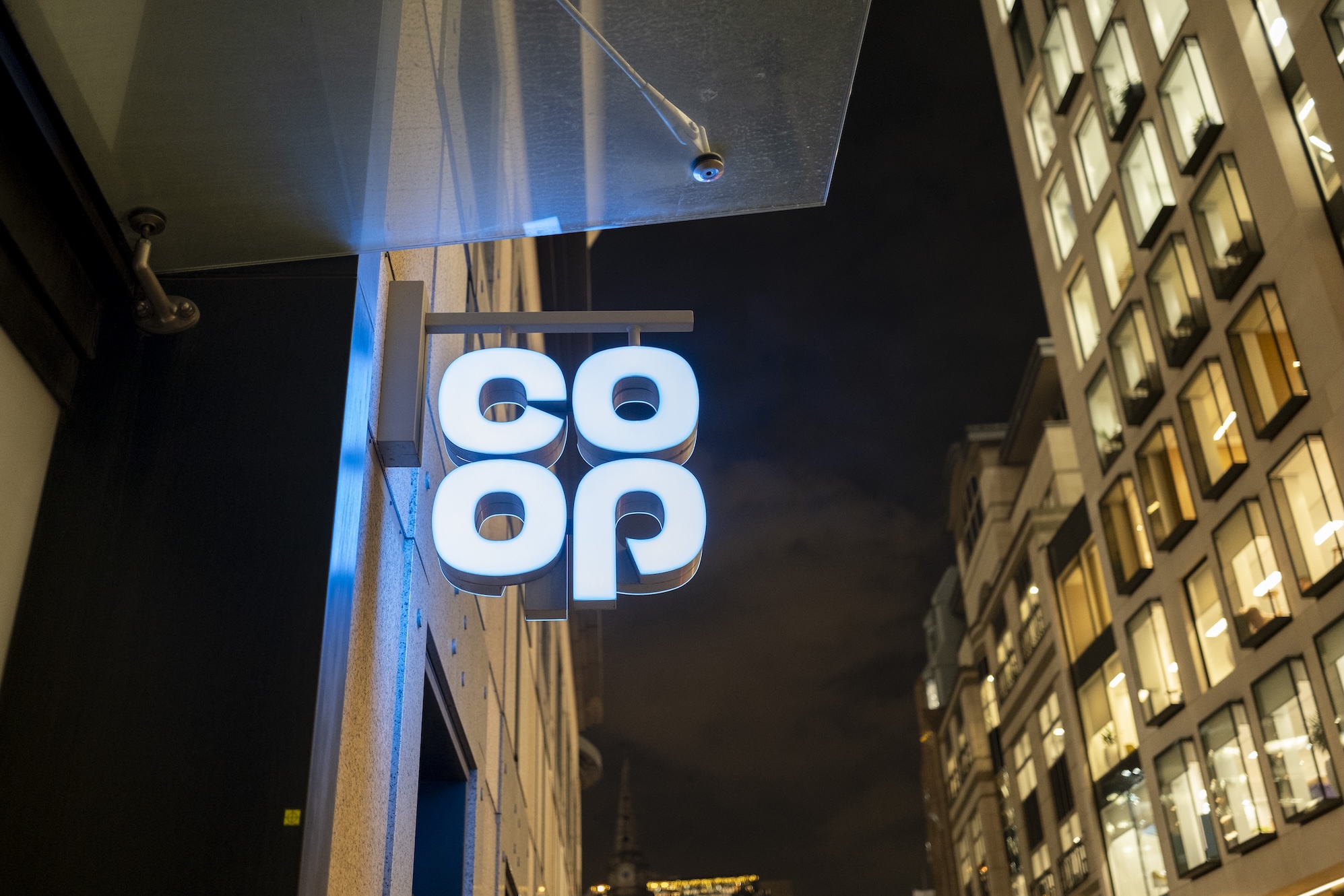 Sign for a Co-op supermarket on 3rd December 2024 in London, United Kingdom. Co-op Food is a brand used for the food retail business of The Co-operative Group in the UK.