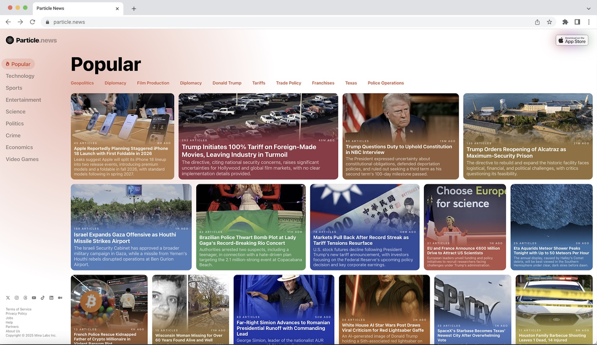 Particle news home