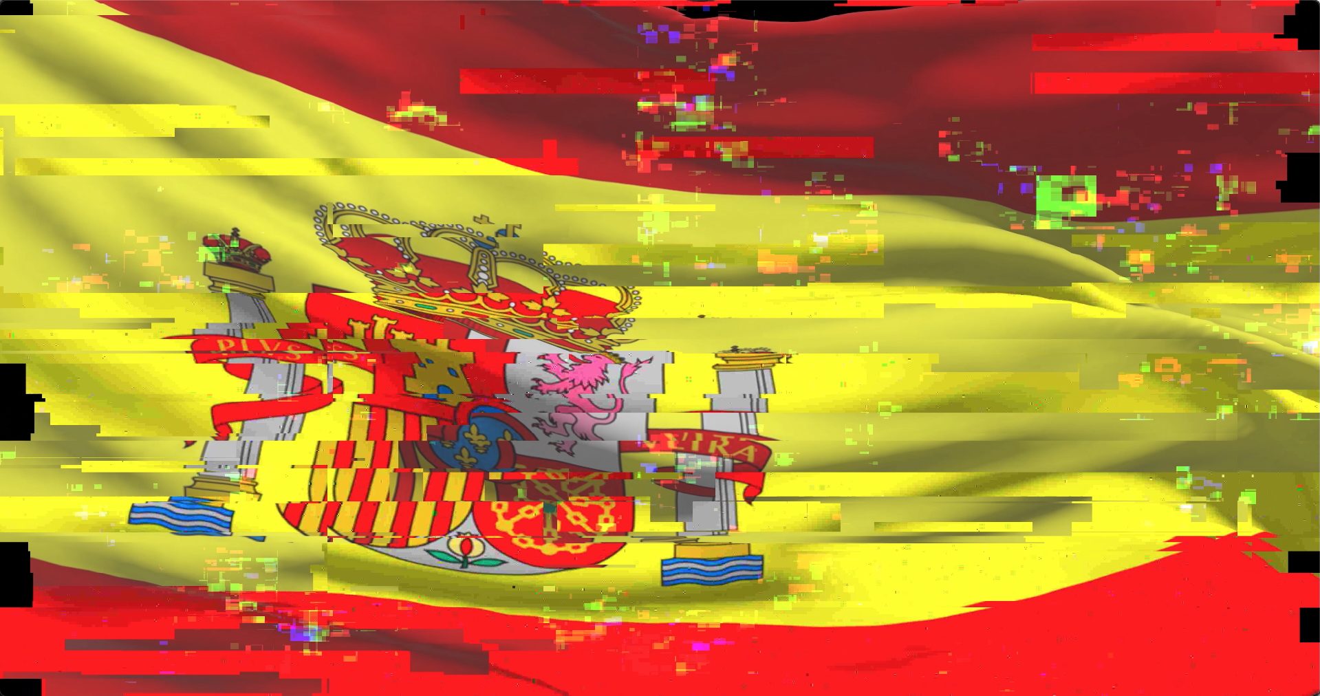 An illustration showing a glitchy Spanish flag.