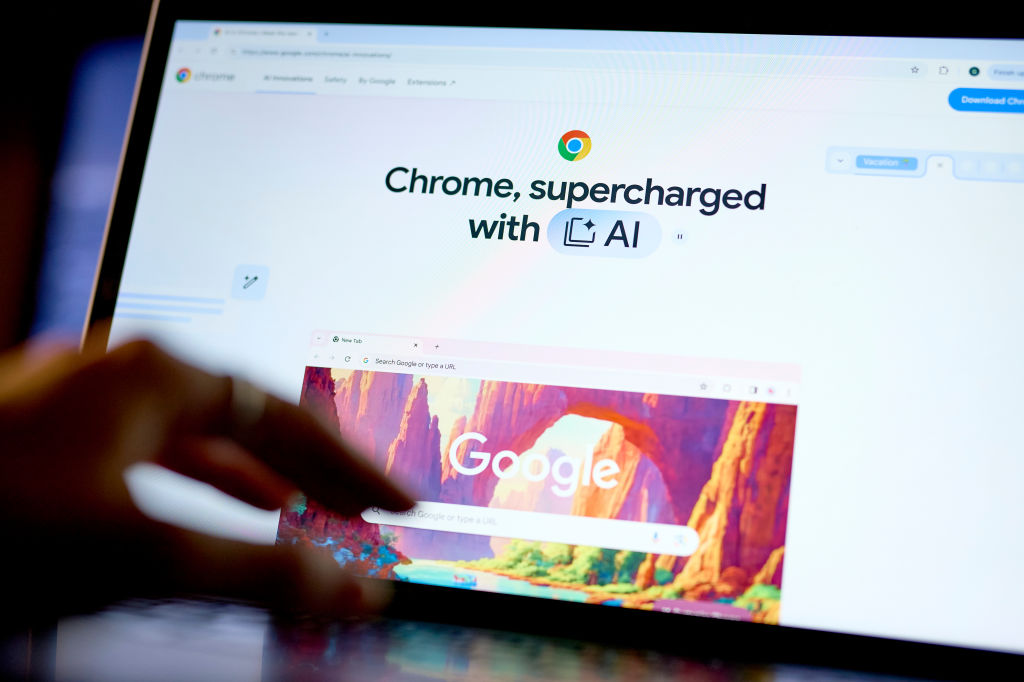 The Google Chrome website on a laptop compute