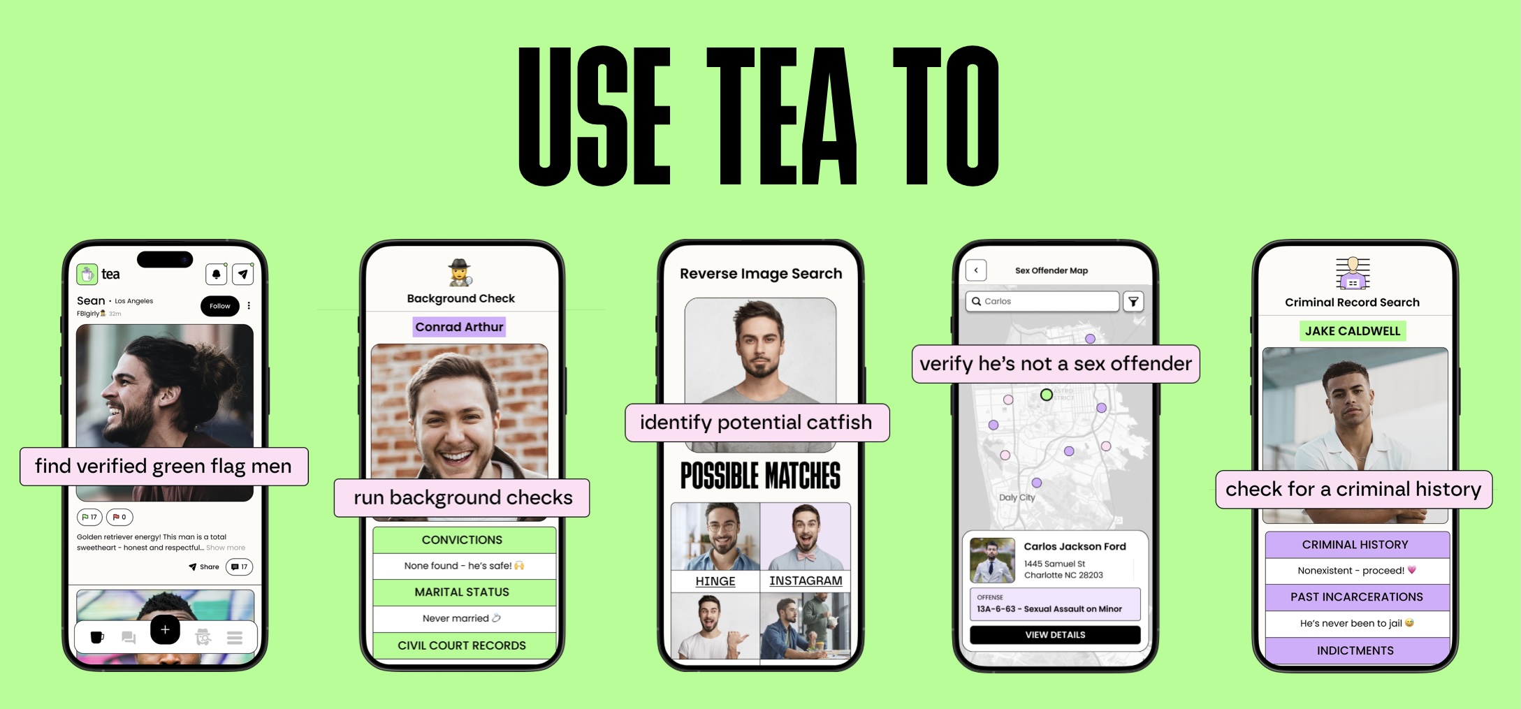 screenshots of teap app