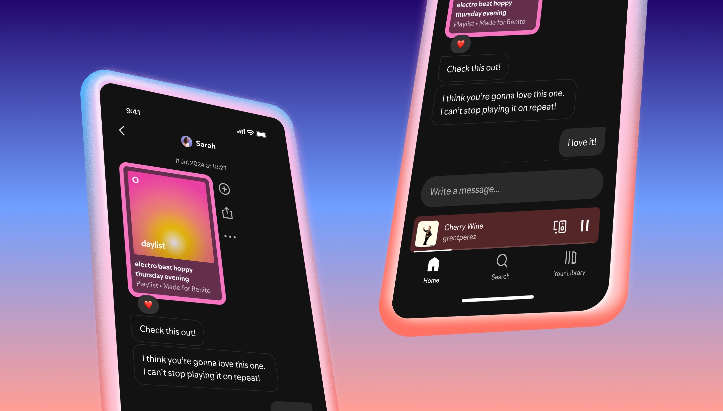 Spotify app messages