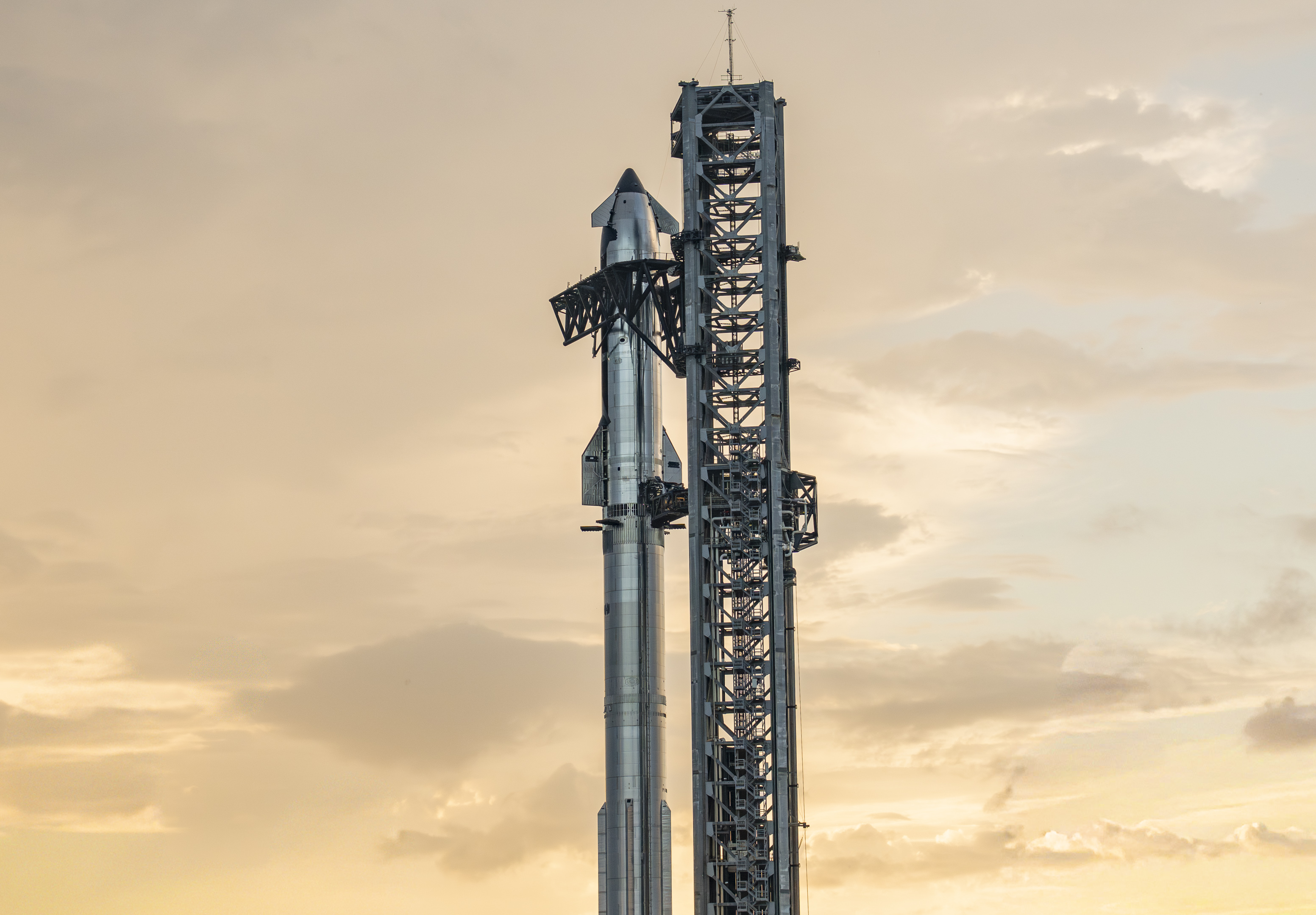 Starship on the launch tower