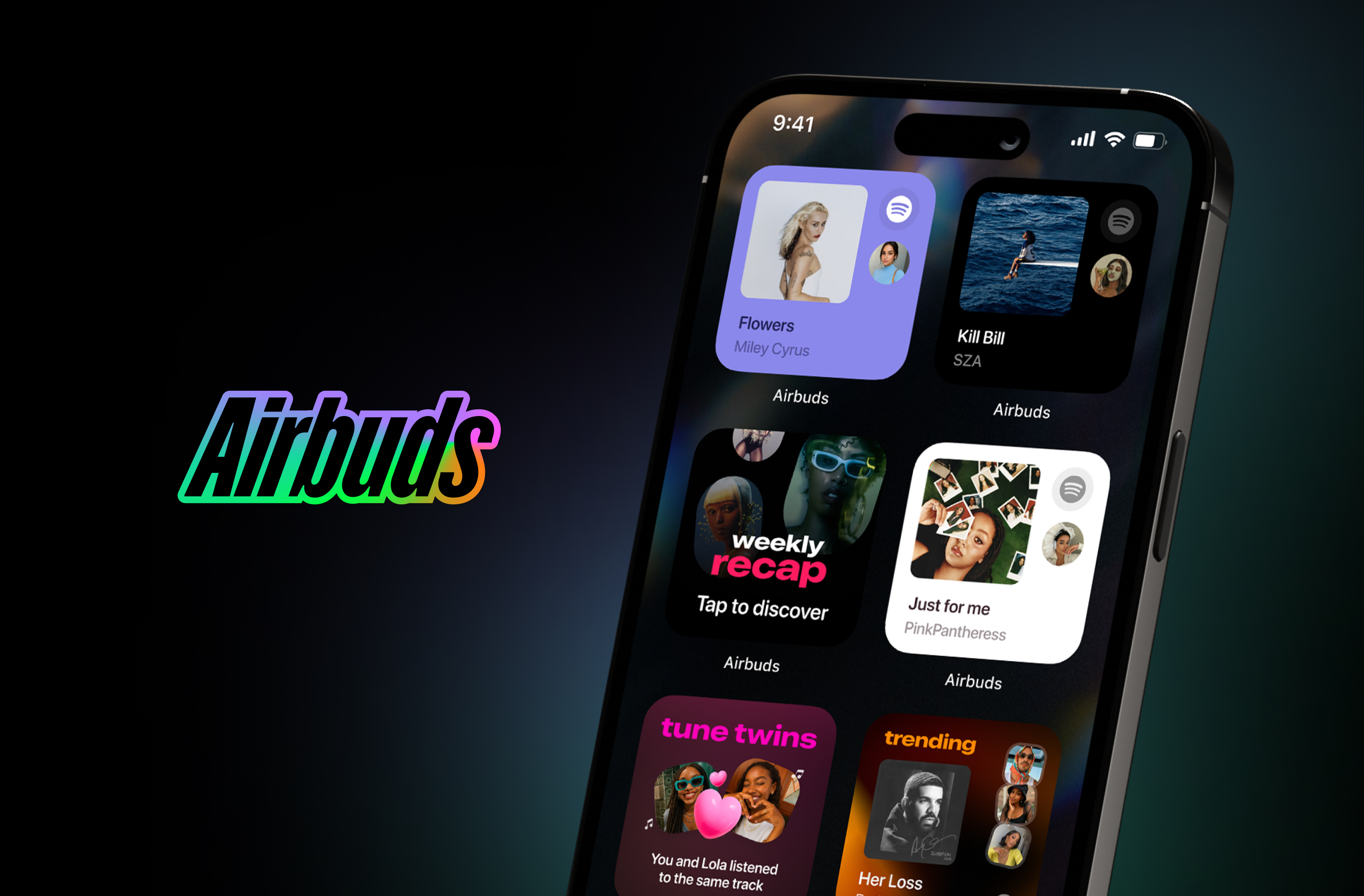 screenshots of Airbuds mobile app