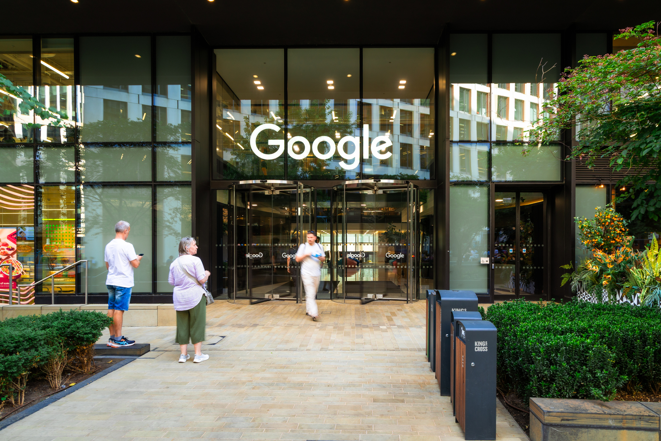 People outside the Google headquarters at King's Cross in London.
