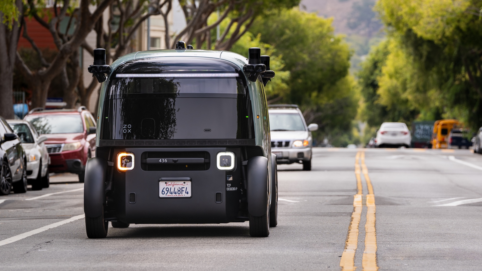 Zoox vehicle on the road