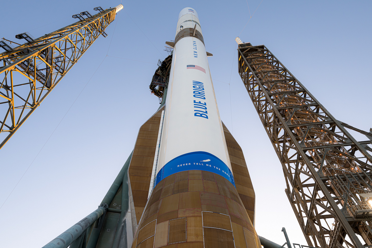Blue Origin's New Glenn rocket on the launch pad in Cape Canaveral, Florida