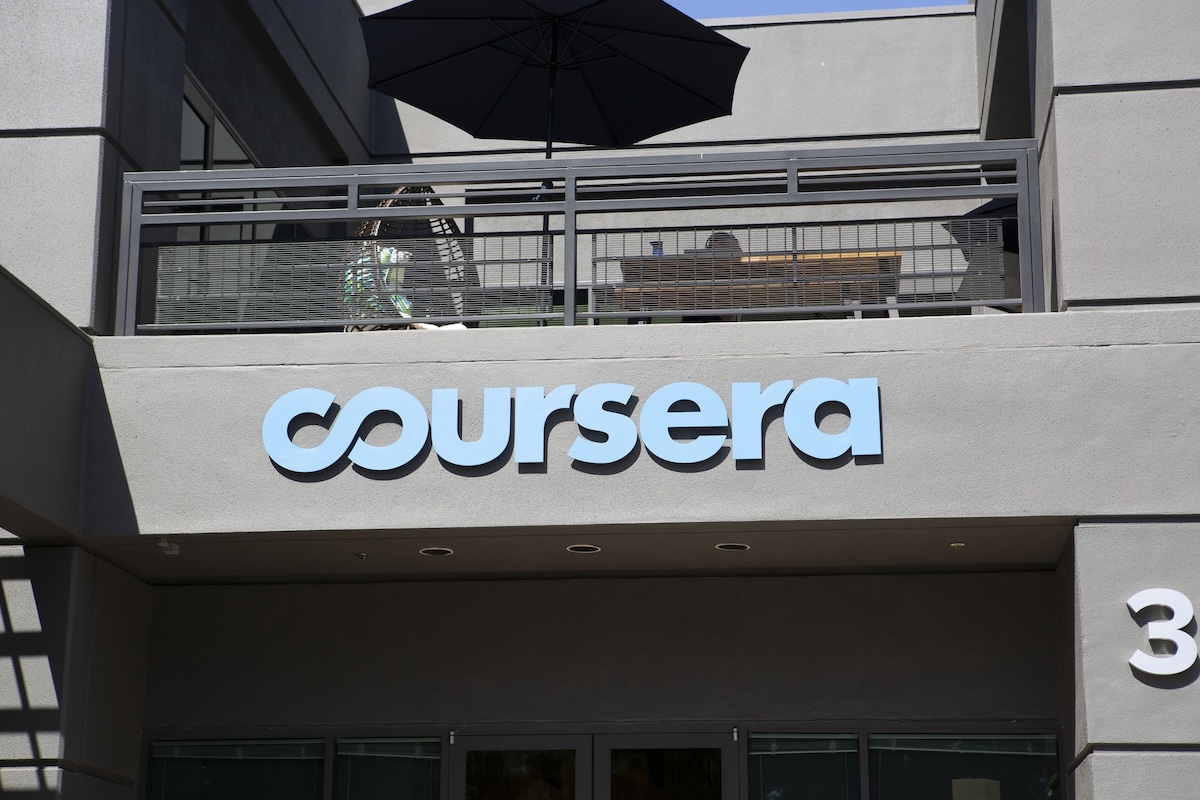 Coursera sign on office building