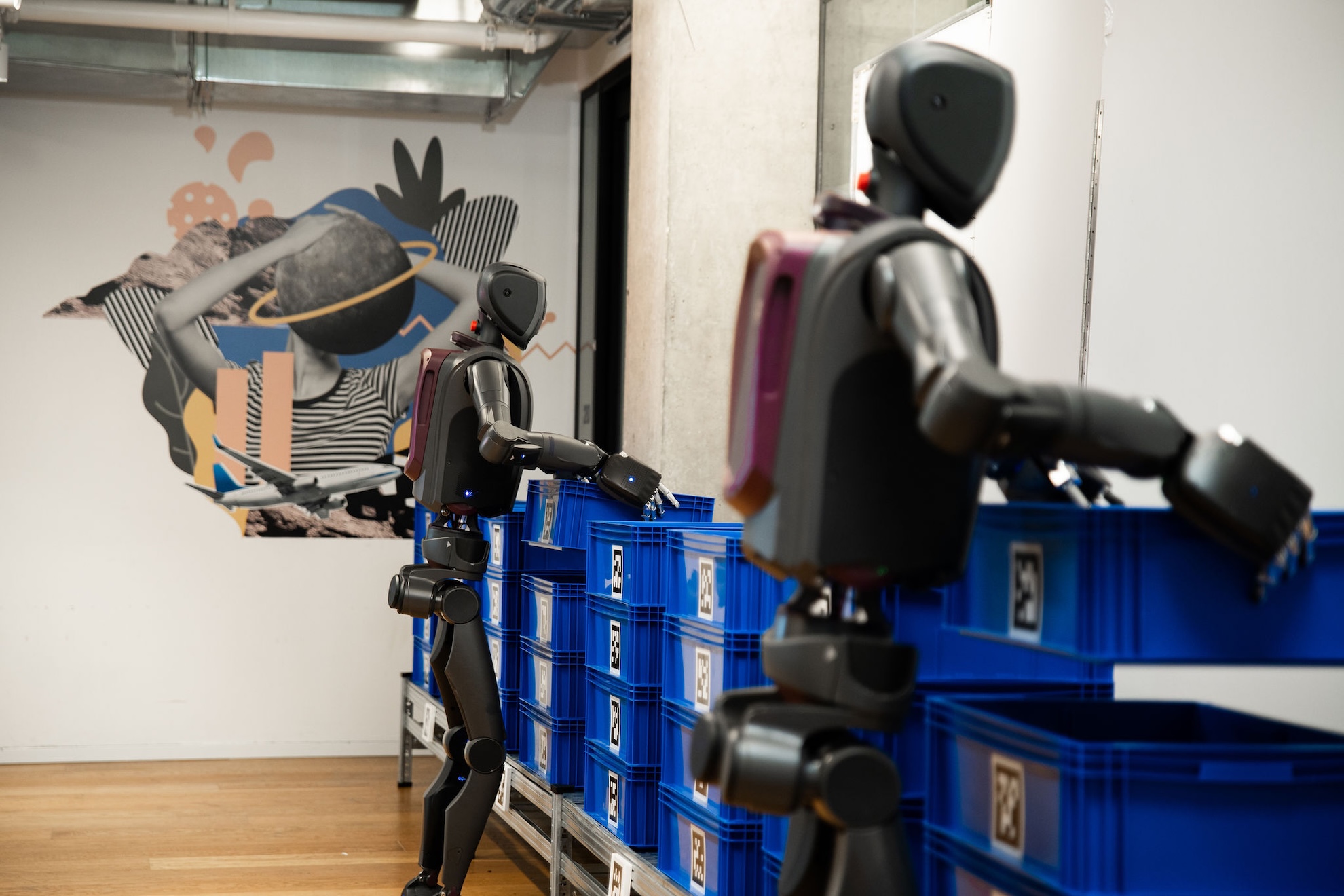Humanoid robots from Mentee Robotics packing crates