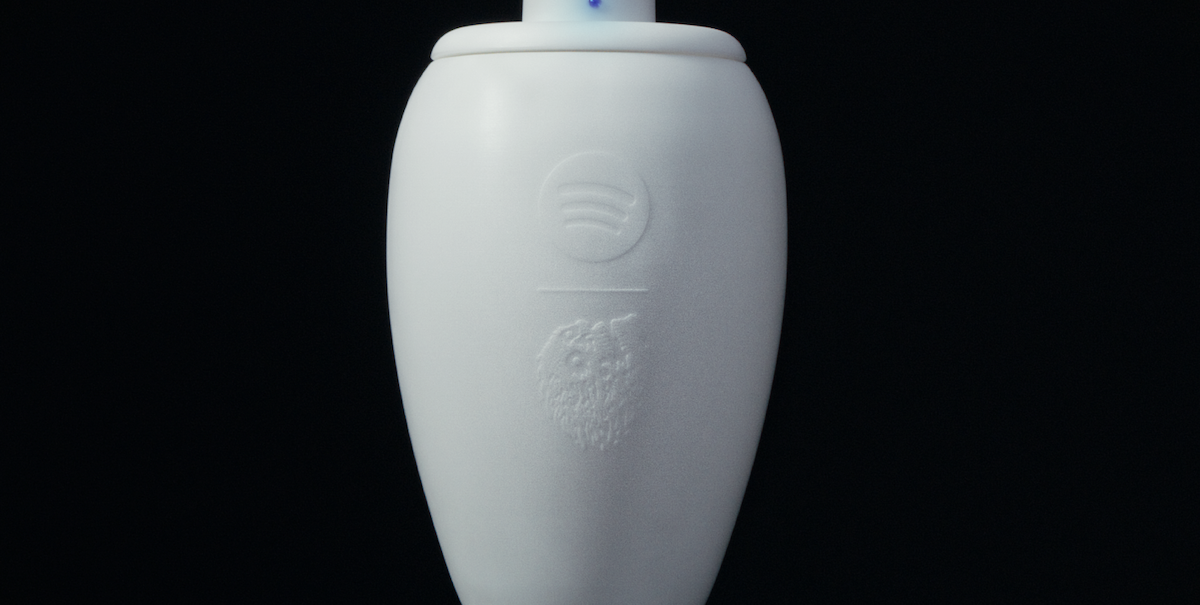 Spotify x Liquid Death speaker shaped like an urn