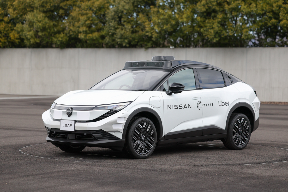 Nissan, Uber, and Wayve collaboration - white robotaxi
