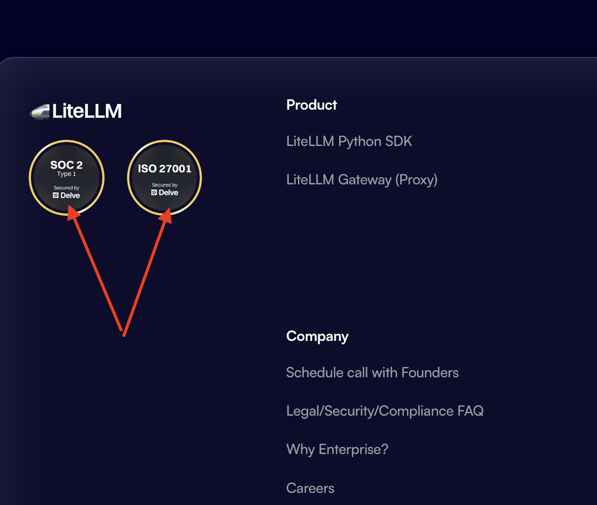 LiteLLM website features security cert by Delve