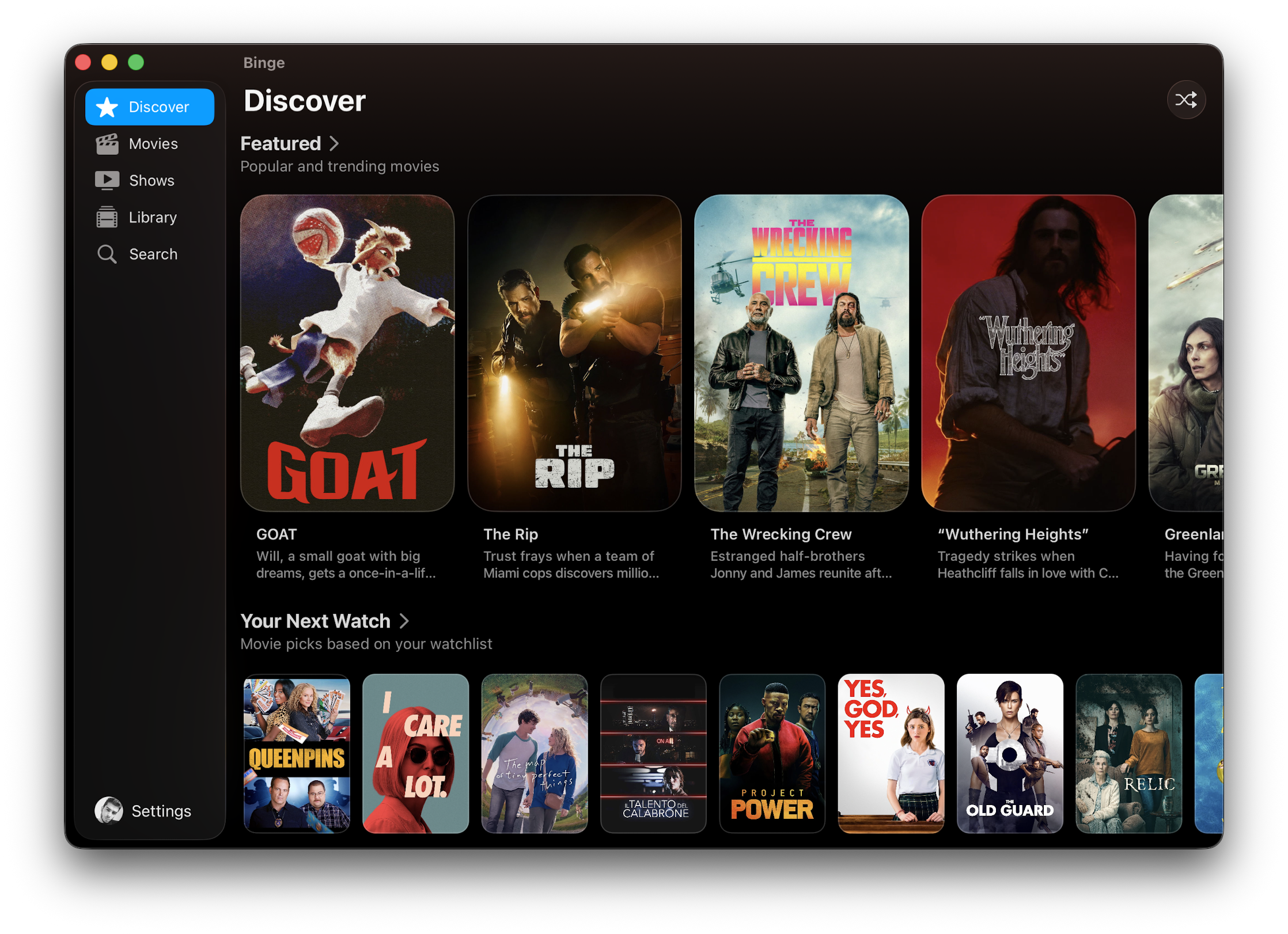Binge screen