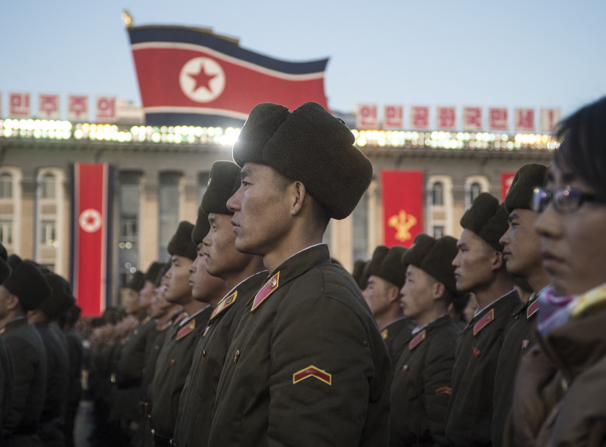 North Korean soldiers attend a mass rally to celebrate the North's declaration on November 29 it had achieved full nuclear statehood, on Kim Il-Sung Square in Pyongyang on December 1, 2017. North Korea's leader Kim Jong-Un declared the country had achieved a "historic cause" of becoming a nuclear state, its state media said on November 29, after the country tested an intercontinental ballistic missile earlier in the day.