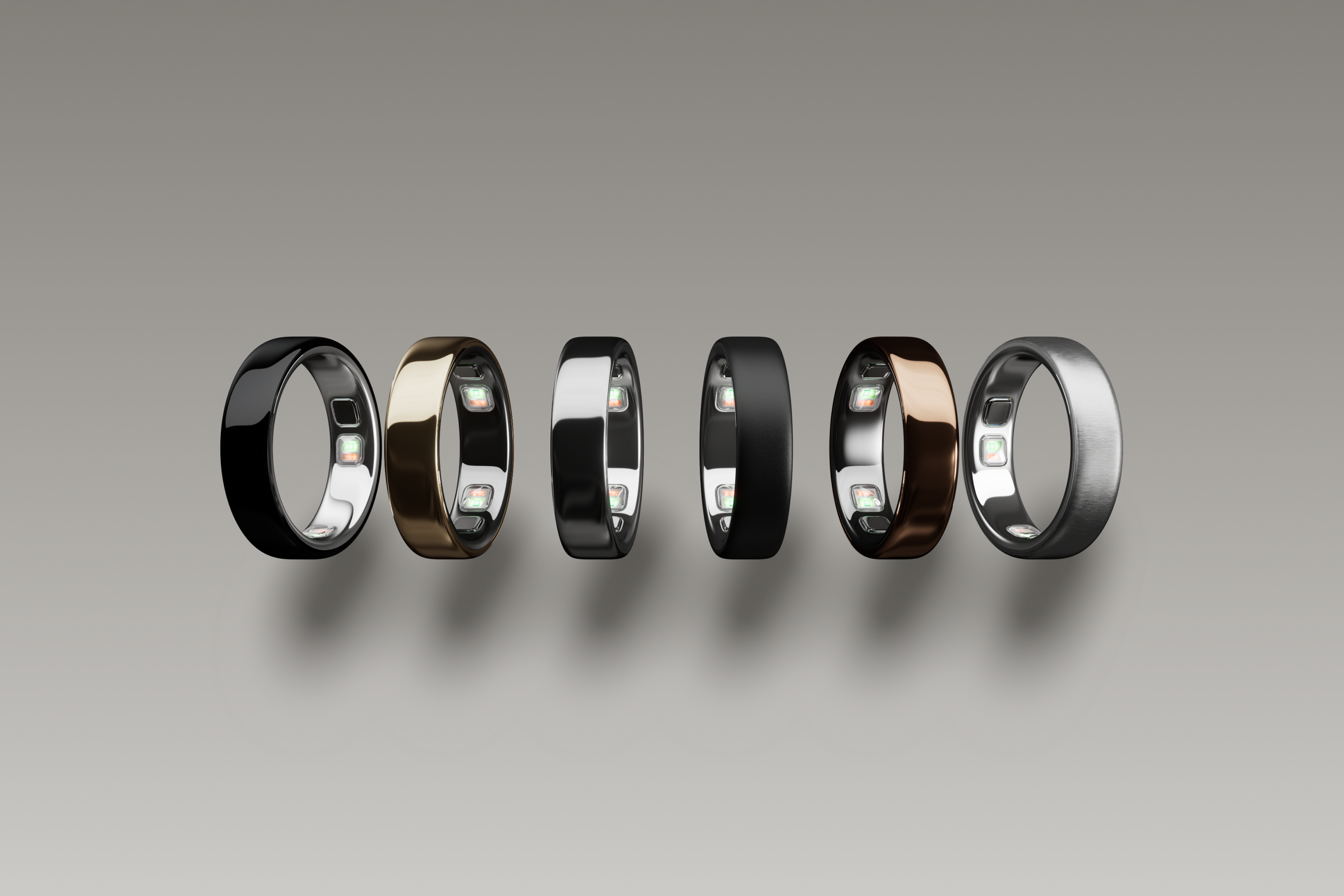 array of 6 Oura rings
