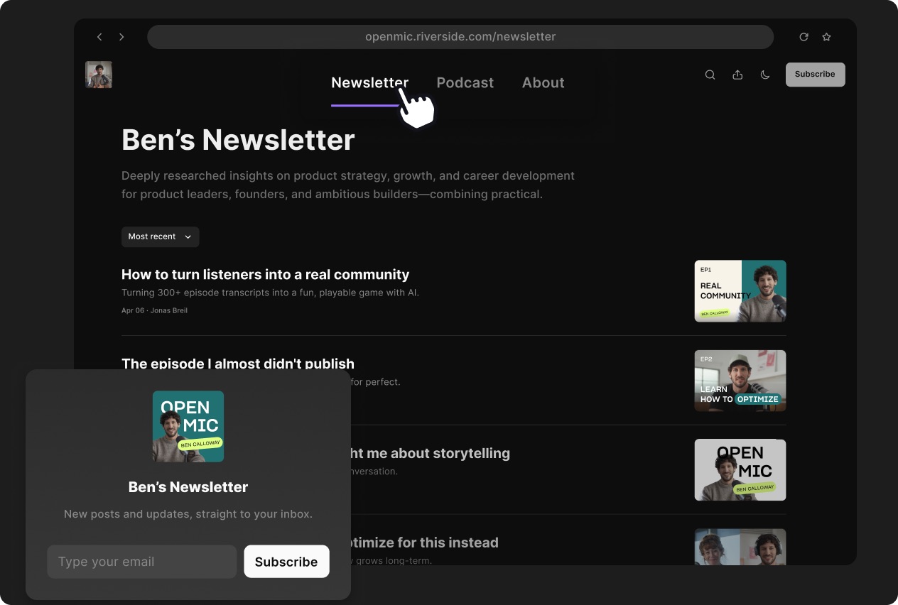 newsletter webpage