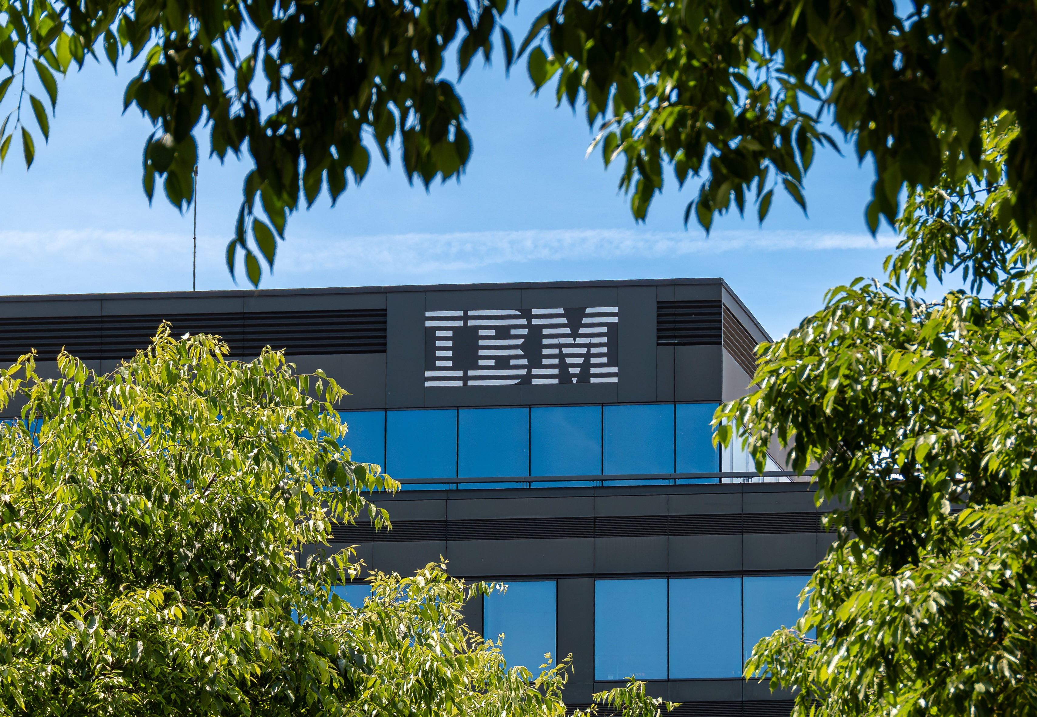 Exterior view of the French headquarters of IBM, an American multinational technology company active in computer hardware, software and services.
