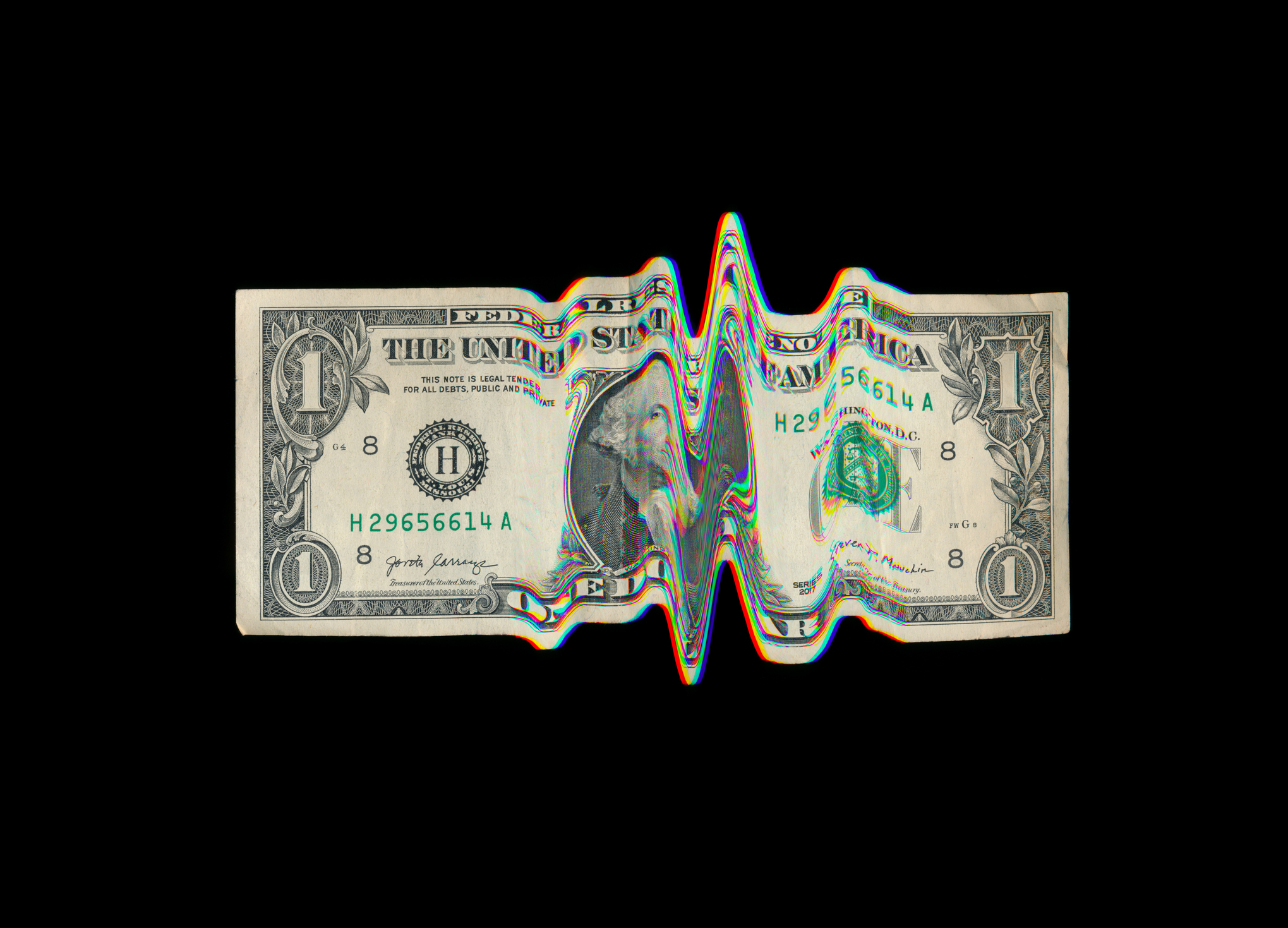 glitched/crumpled dollar bill