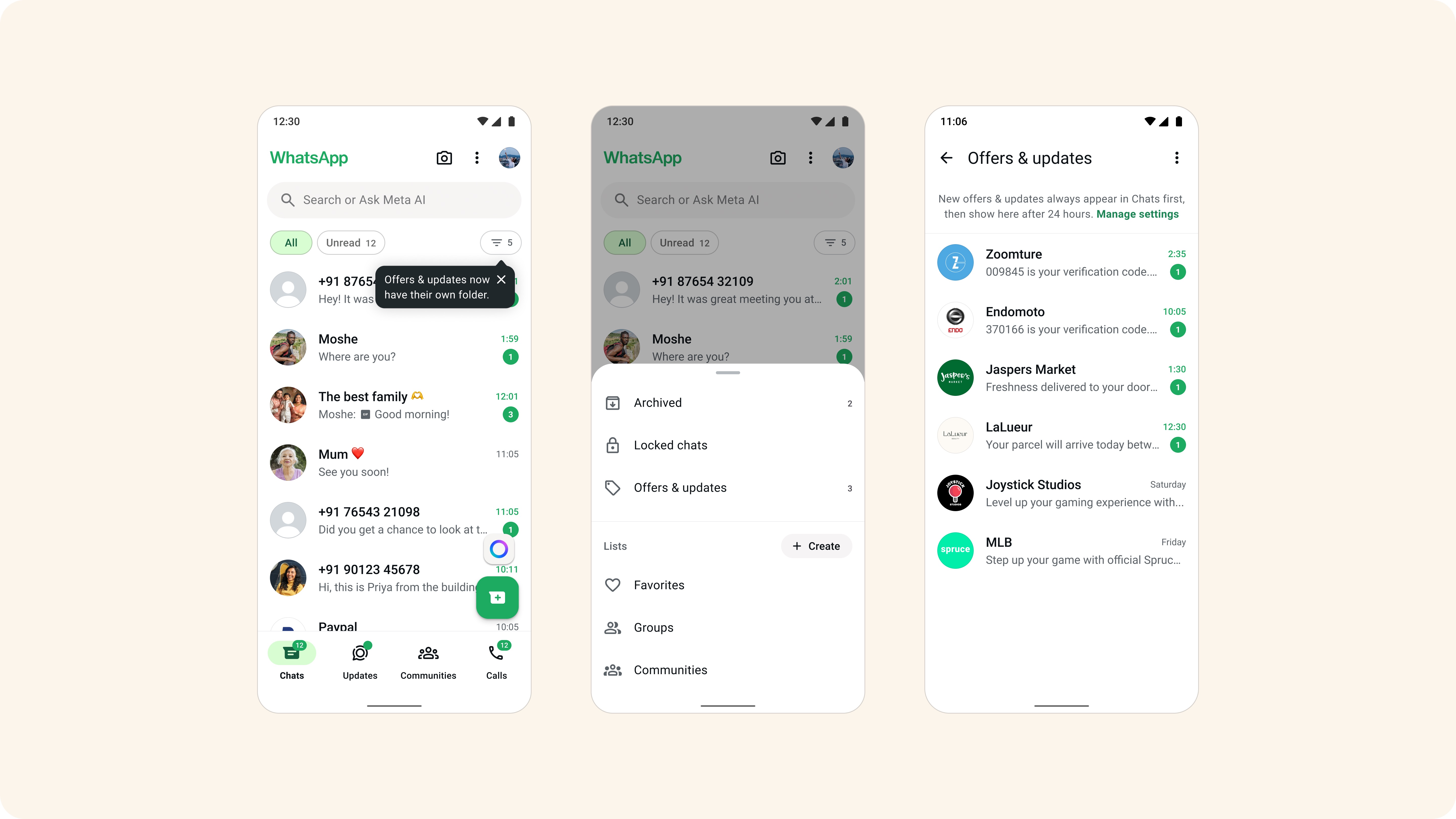 WhatsApp offers and updates