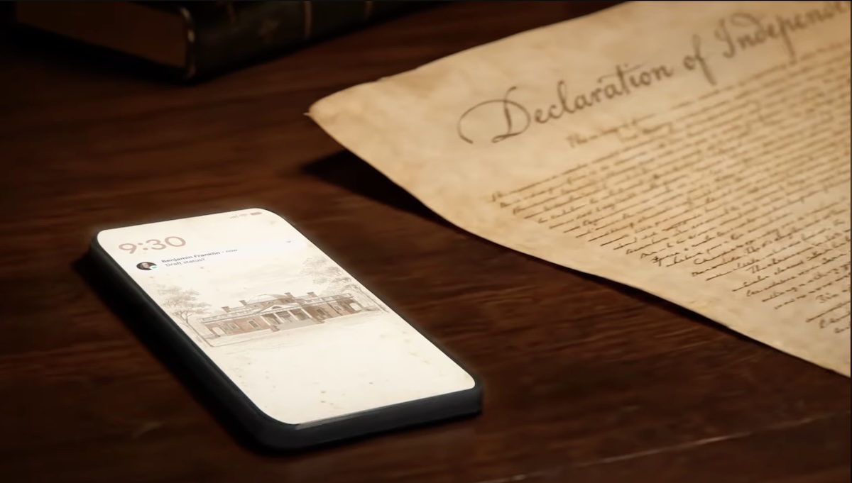 Screenshot of Google's Declaration of Independence commercial