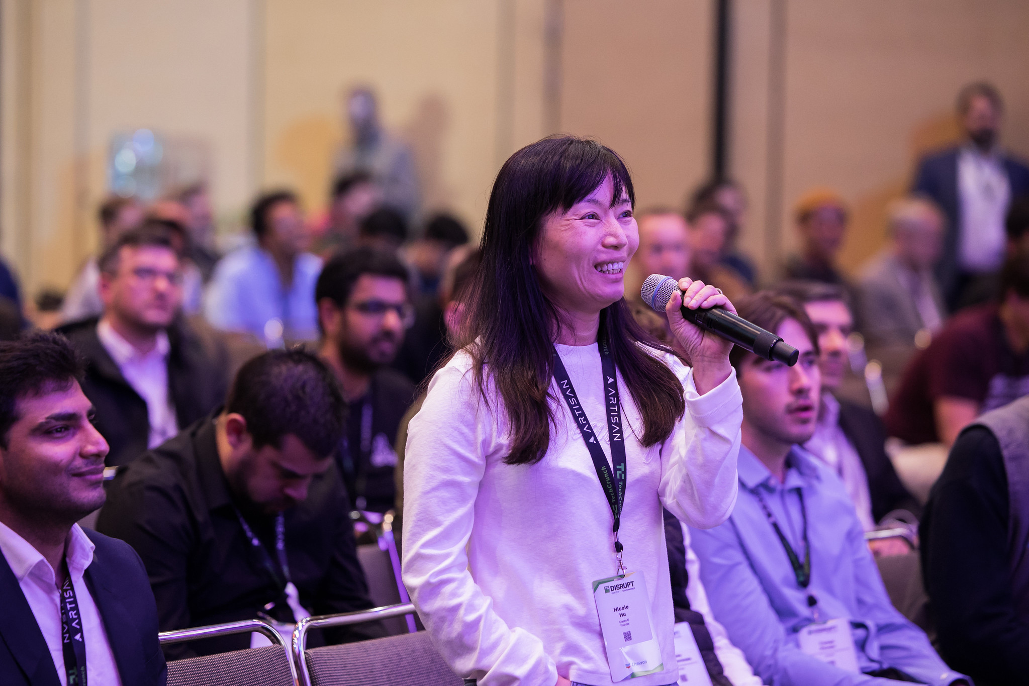 An audience member asks a question at the 2025 TechCrunch Disrupt event